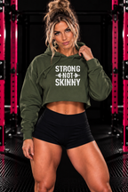 Strong Not Skinny - Cropped Hoodie - White Logo