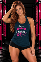 I'm A Barbell Girl  - Classic Logo Dark - Neck Liner - Plain Back - Ideal Racer Back Tank Top