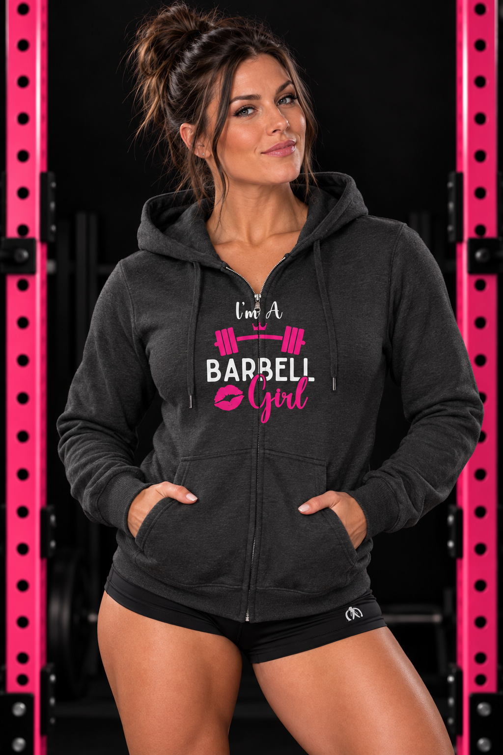 I'm a Barbell Girl - Unisex Heavy Blend™ Full Zip Hooded Sweatshirt – Front Logo