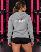 45 + 45 = 135 – Unisex Hoodie | White Logo, Front & Back