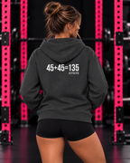45 + 45 = 135 – Unisex Hoodie | White Logo, Front & Back