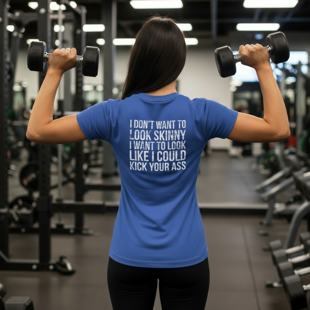 Kick Your Ass – Women’s Favorite Tee (White Distressed Logo)