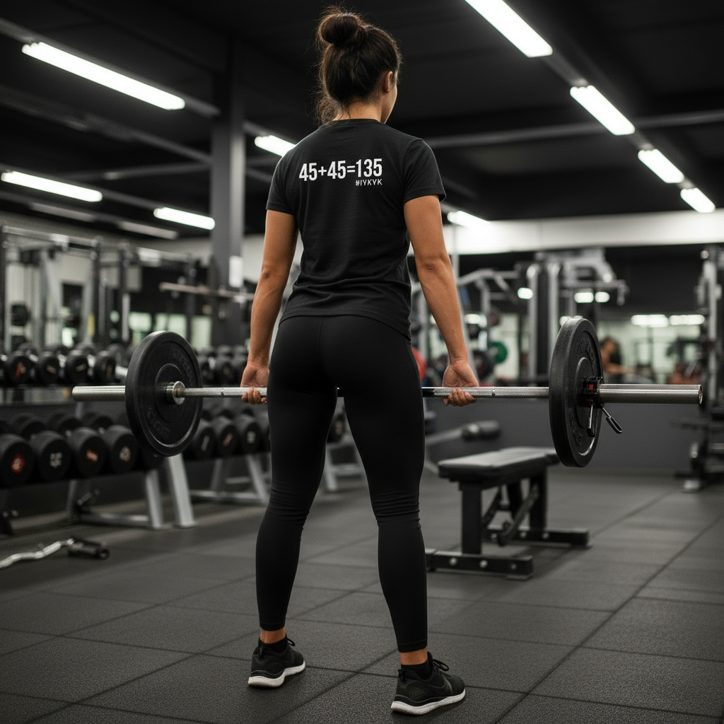 45 + 45 = 135 V1 - Women's Softstyle Tee - White Logo on Front & Back