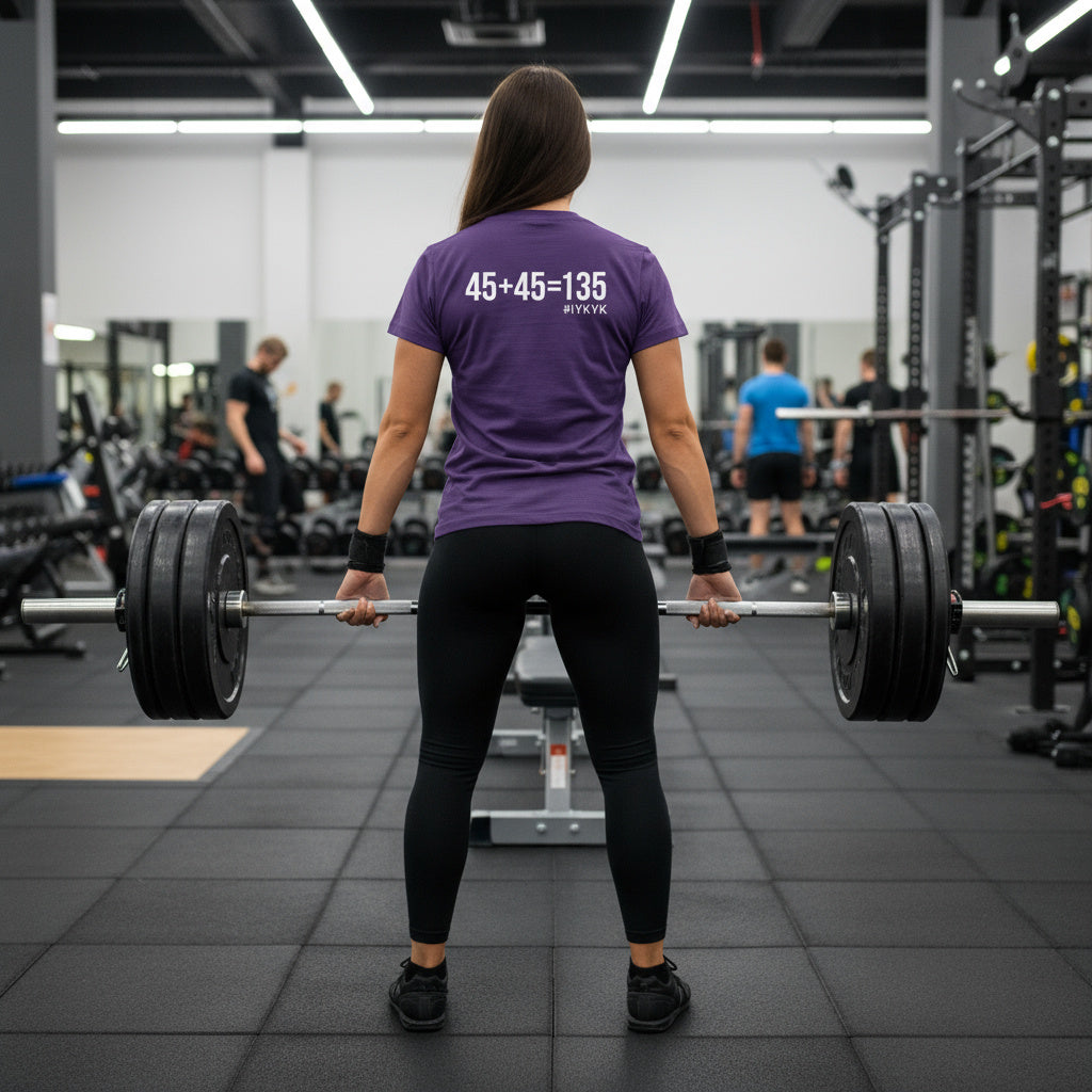 45 + 45 = 135 V1 - Women's Softstyle Tee - White Logo on Front & Back