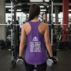 Kick Your Ass + WWLW – Women’s Racerback Tank | White Logo