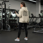 I DON’T WANT TO LOOK SKINNY – Unisex Heavy Blend™ Hooded Sweatshirt (Black Logo) 🤍💪🔥