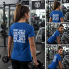 Kick Your Ass – Unisex Softstyle Tee | White Front, Plain Back