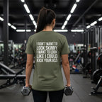 Kick Your Ass – Unisex Softstyle Tee | White Front, Plain Back