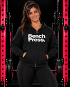 Bench Press Zip Hoodie — Bold Gym Fitness Sweatshirt — bench-zip-black