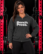 Bench Press Zip Hoodie — Bold Gym Fitness Sweatshirt — bench-zip-dark-heather