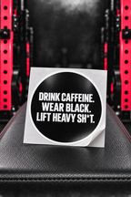 Drink Caffeine round vinyl sticker on backing