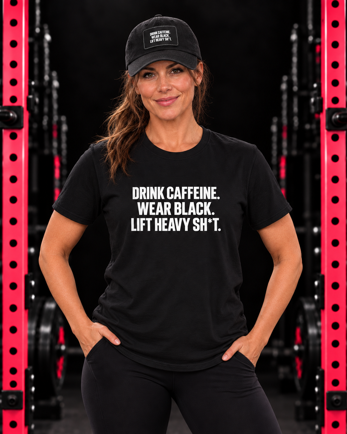 Matching black statement tee and cap bundle