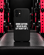 Drink Caffeine Wear Black Lift Heavy Shit tough phone case in pink rack gym