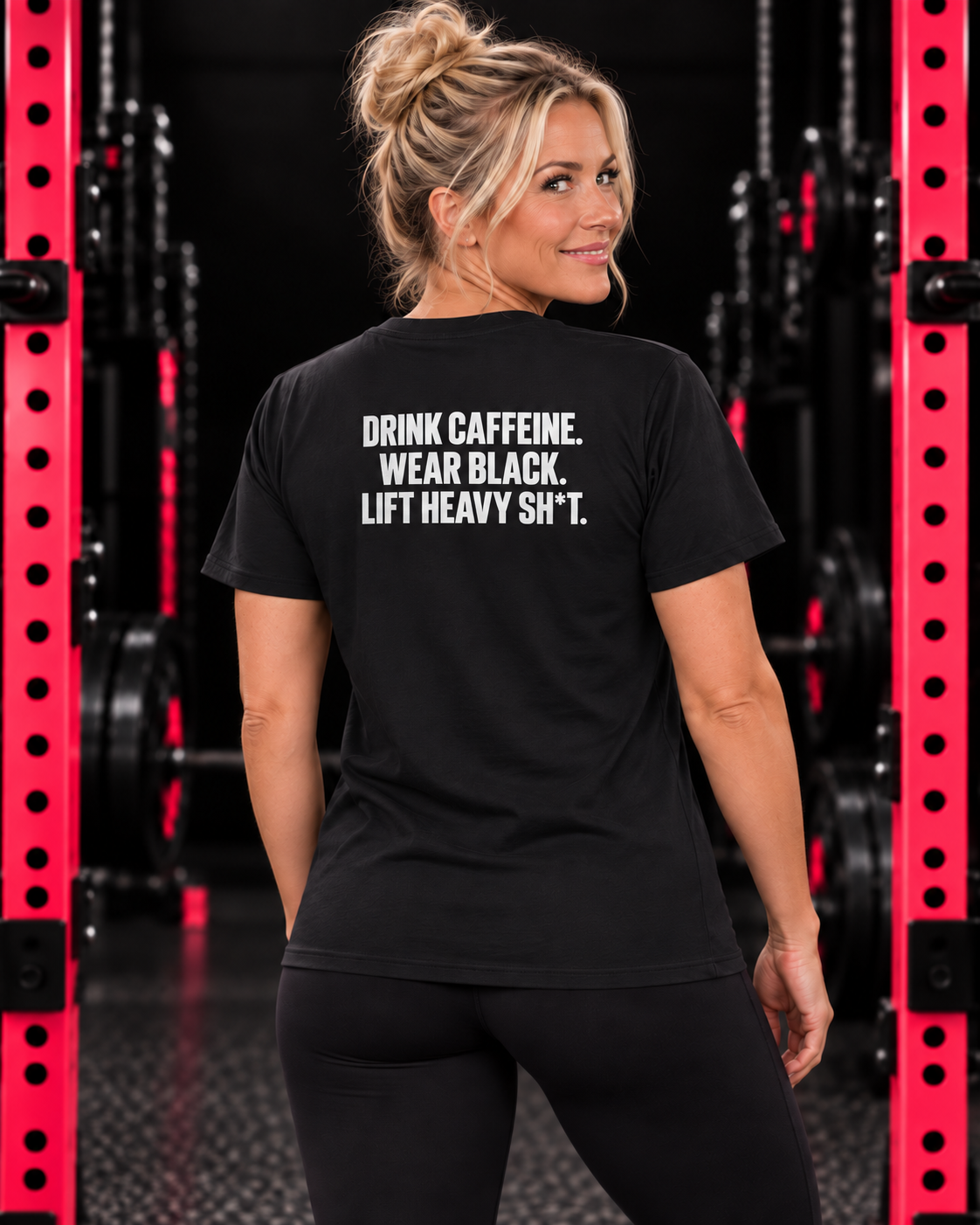 Black unisex tee statement back print