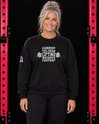 Cardio?  Lift Weights Faster - Unisex Heavy Blend™ Crewneck Sweatshirt - Front  Logo — athletic fit, collection design with pink rack frame