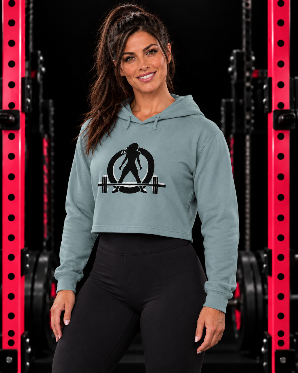 Women’s Cropped Hooded Sweatshirt - Black Classic Logo — gym hero