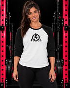 3\4 Sleeve Baseball Tee - Black Distressed Logo — WWLW gym hero image