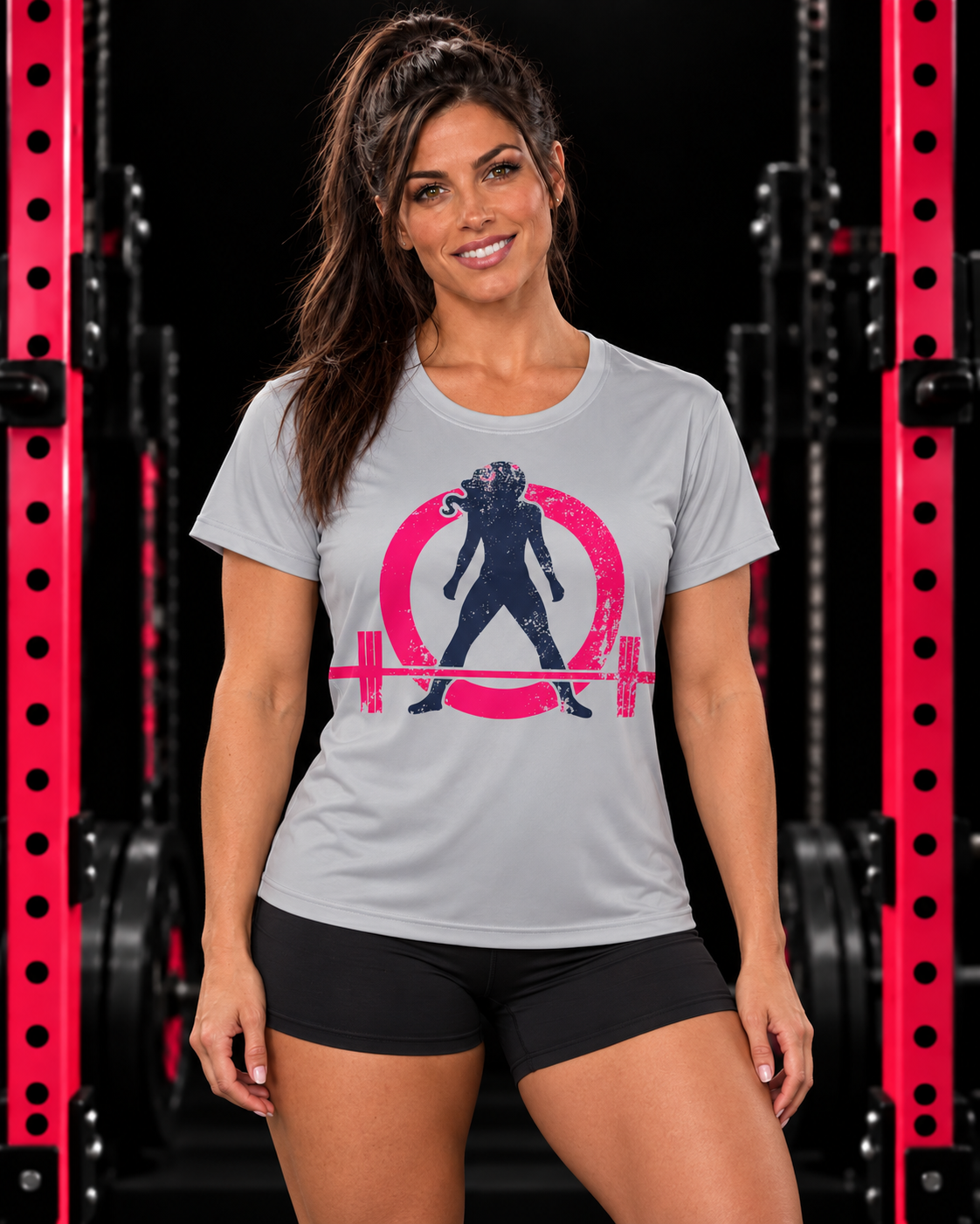 Women's Sports Jersey (AOP) - Grey - Color Distressed Logo — WWLW gym hero image