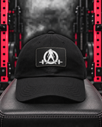 Distressed - Dad Hat with Leather Patch (Rectangle) - White Font — WWLW gym hero image