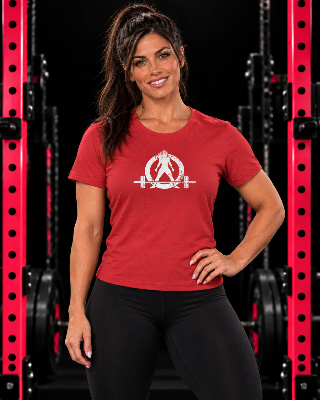 Distressed - Women's Favorite Tee - White Distressed Logo Front - Plain Back — WWLW gym hero image
