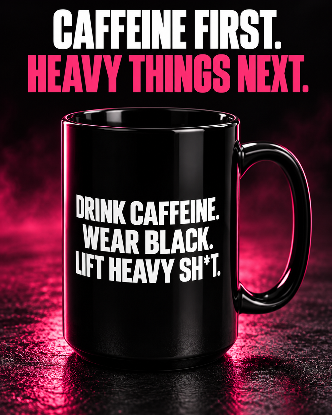 WWLW Drink Caffeine Black Mug lifestyle 2