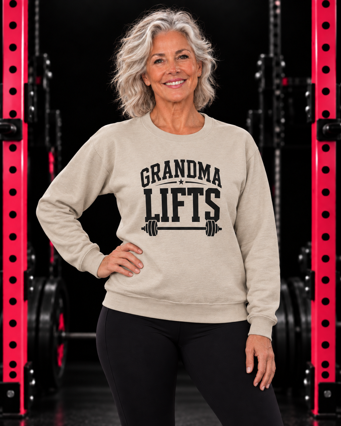Rest Day bundle includes this Sand Grandma Lifts crewneck and the pajama pants shown in the next image