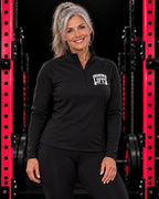 Grandma Lifts - Ladies Quarter-Zip Athletic Pullover — grandma-quarter-black