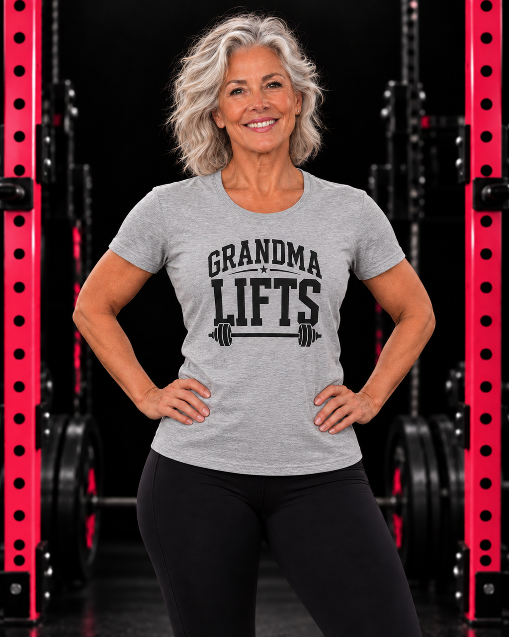 Grandma Lifts tee included in Lift and Sip bundle; colour selected separately