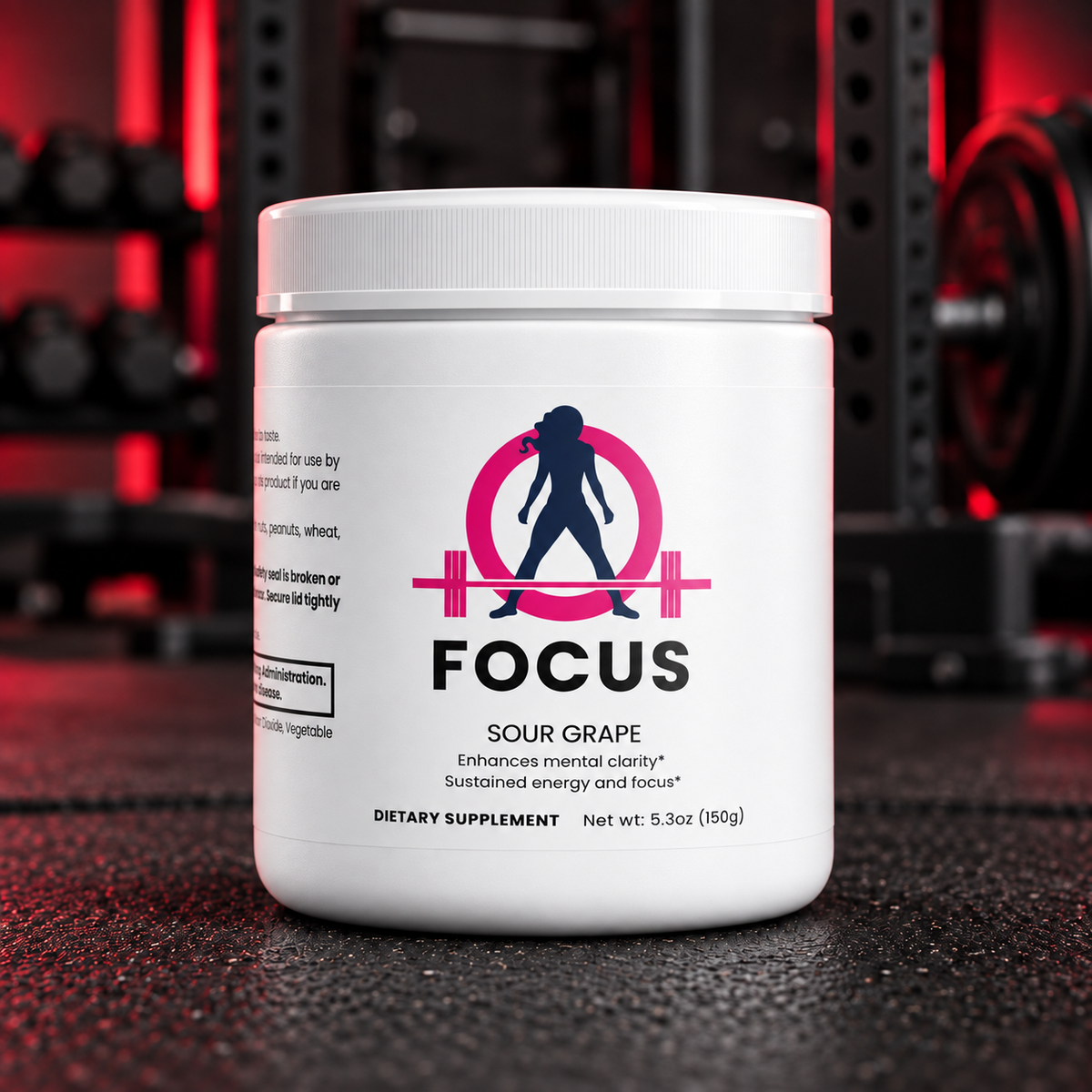 FOCUS - Sour Grape — WWLW product in a black and red weightlifting gym