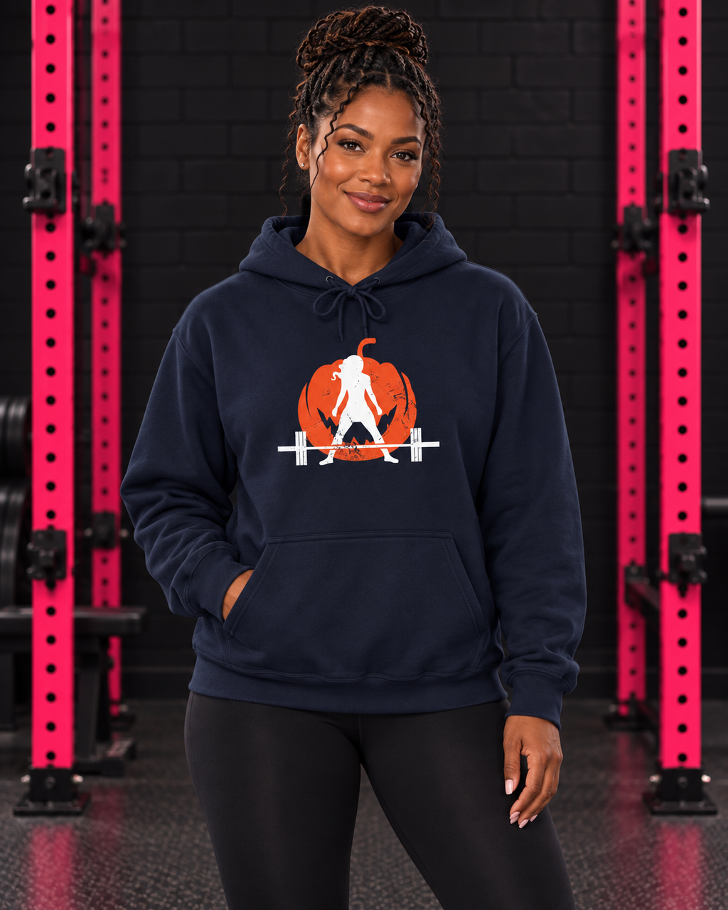 Halloween Pumpkin Heavy Blend Hoodie — Navy hero photograph