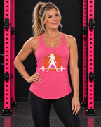 Halloween Pumpkin Women's Ideal Racerback Tank — Hot Pink hero photograph