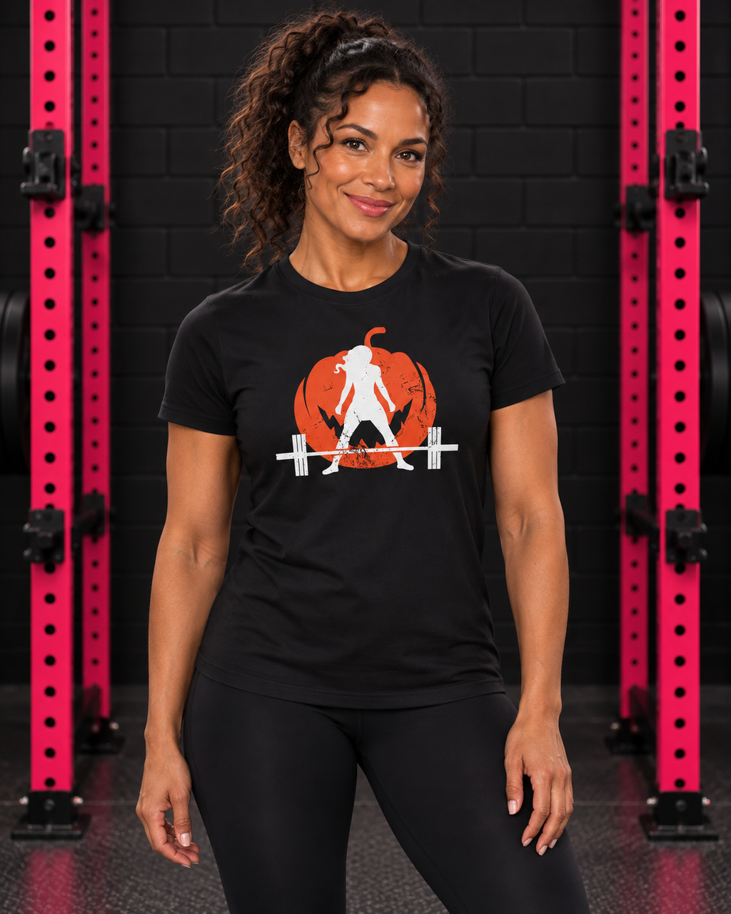 Women's Halloween Pumpkin Softstyle Tee — Black hero photograph
