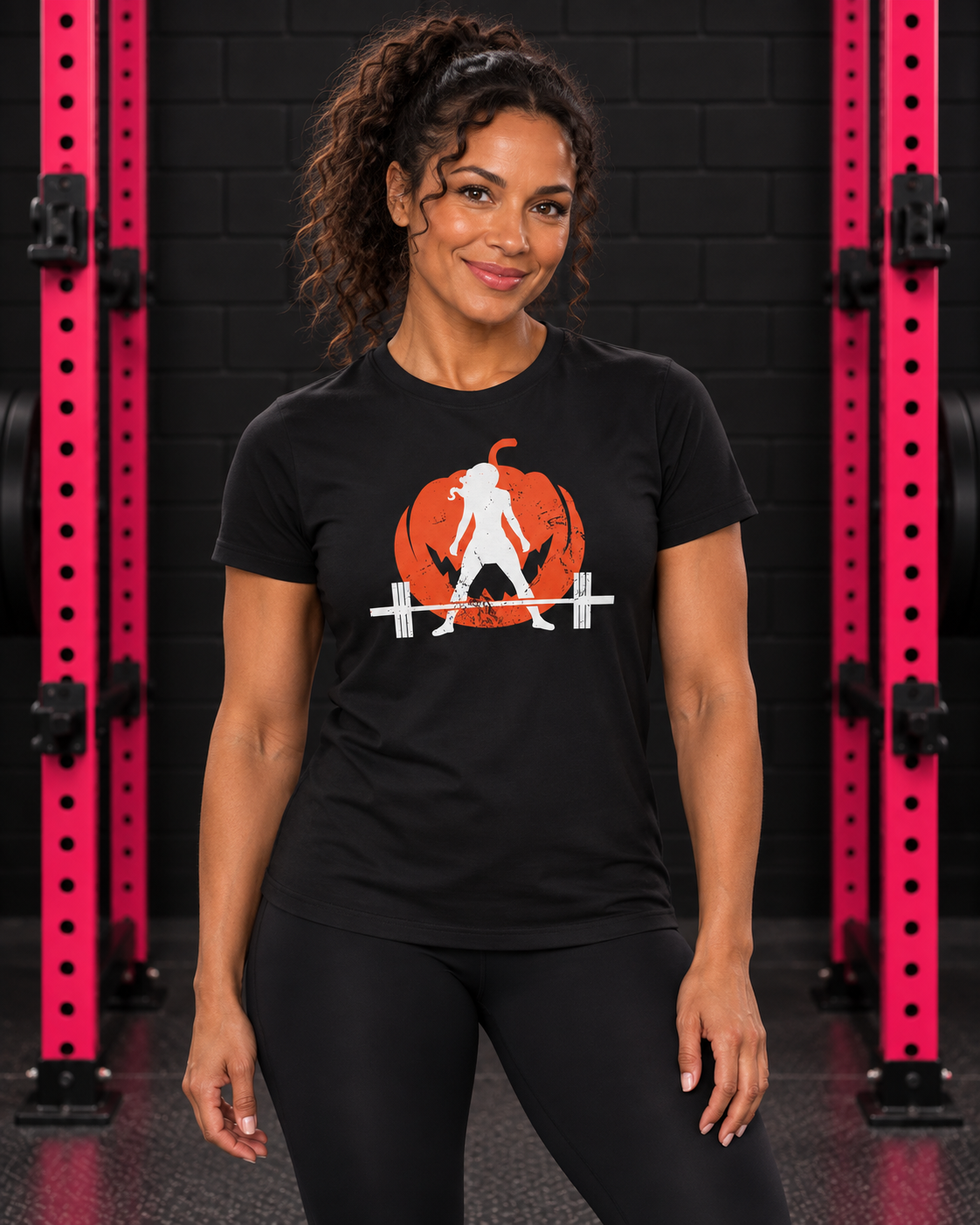 Women's Halloween Pumpkin Softstyle Tee — Black hero photograph