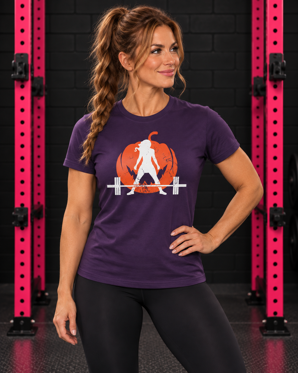 Women's Halloween Pumpkin Softstyle Tee — Purple hero photograph