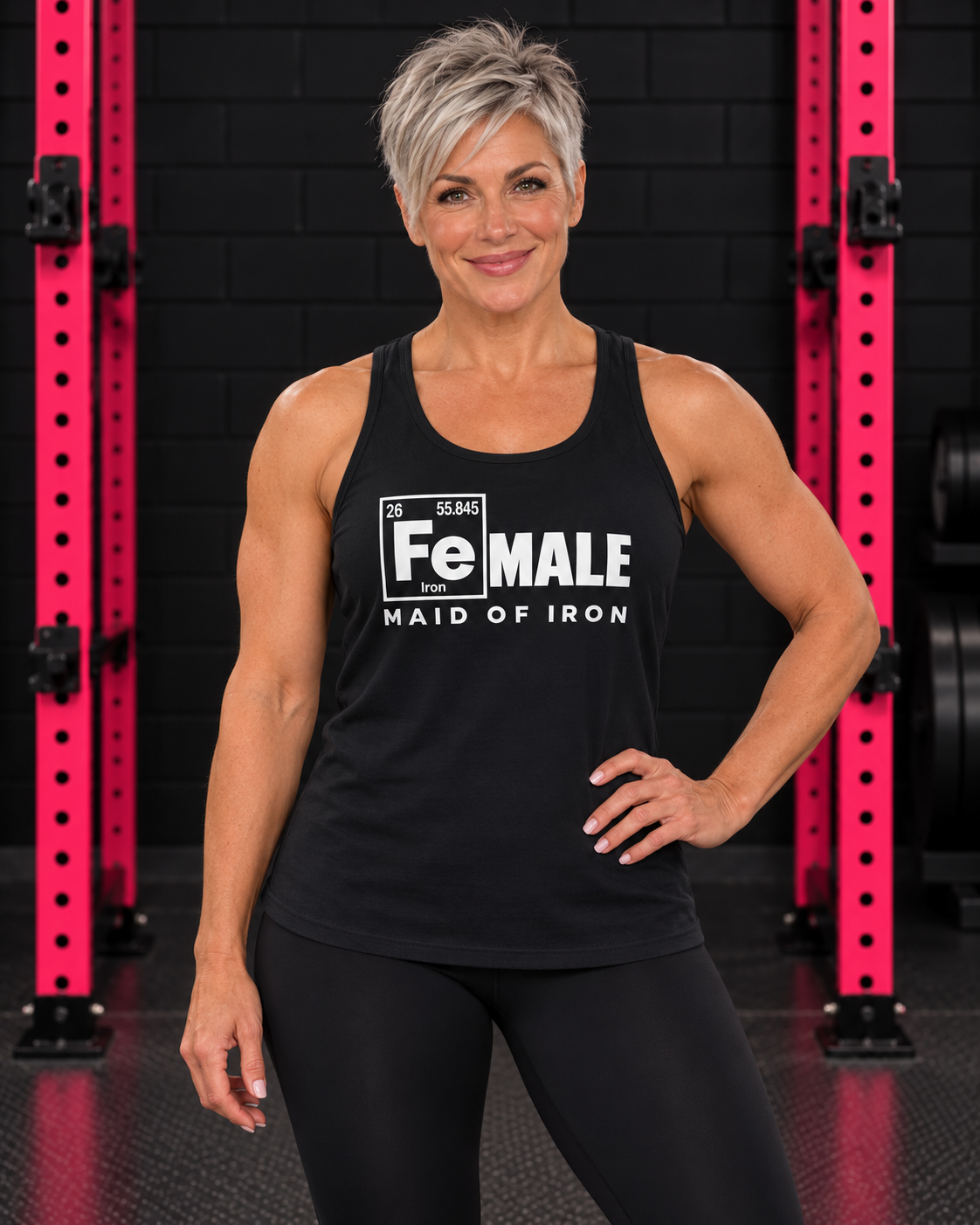 Maid of Iron black classic tank — front print hero