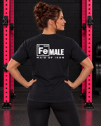 Maid of Iron unisex tee back shown in WWLW gym