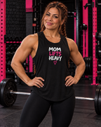 Mom Lifts Heavy – Women's Flowy Scoop Muscle Tank – Front Print — collection hero in the Mom Lifts Heavy gym