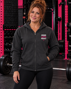 Mom Lifts Heavy – Unisex Full-Zip Hoodie – Left Chest Logo — collection hero in the Mom Lifts Heavy gym