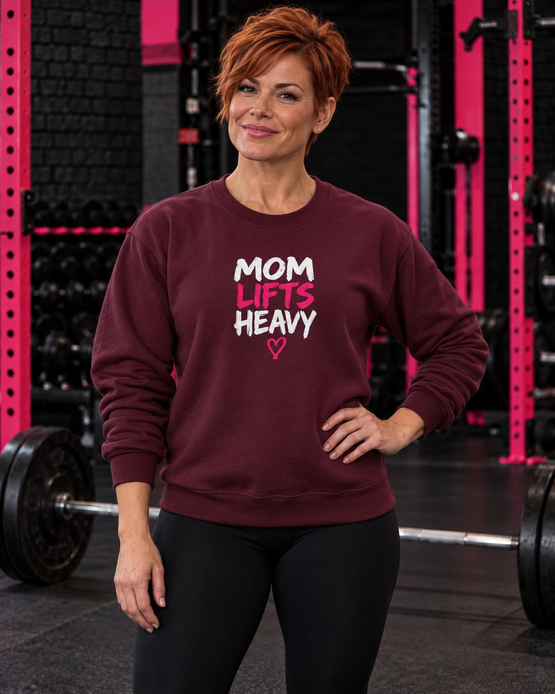 Mom Lifts Heavy – Unisex Crewneck Sweatshirt — collection hero in Mom Lifts Heavy gym