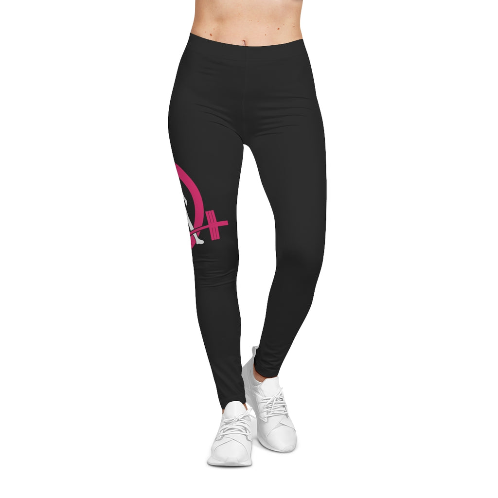 Black Women's Casual Leggings - Color Logo - Mid Thigh