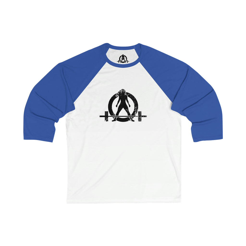Unisex 3\4 Sleeve Baseball Tee - Classic Distressed Black Logo