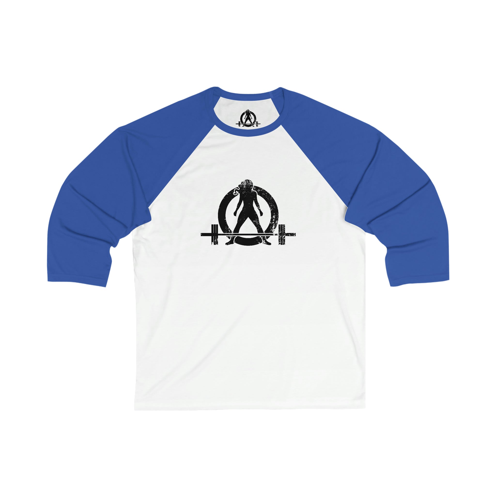 Unisex 3\4 Sleeve Baseball Tee - Classic Distressed Black Logo