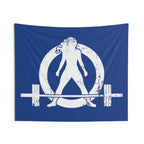 Indoor Wall Tapestries - Blue with White Distressed Logo