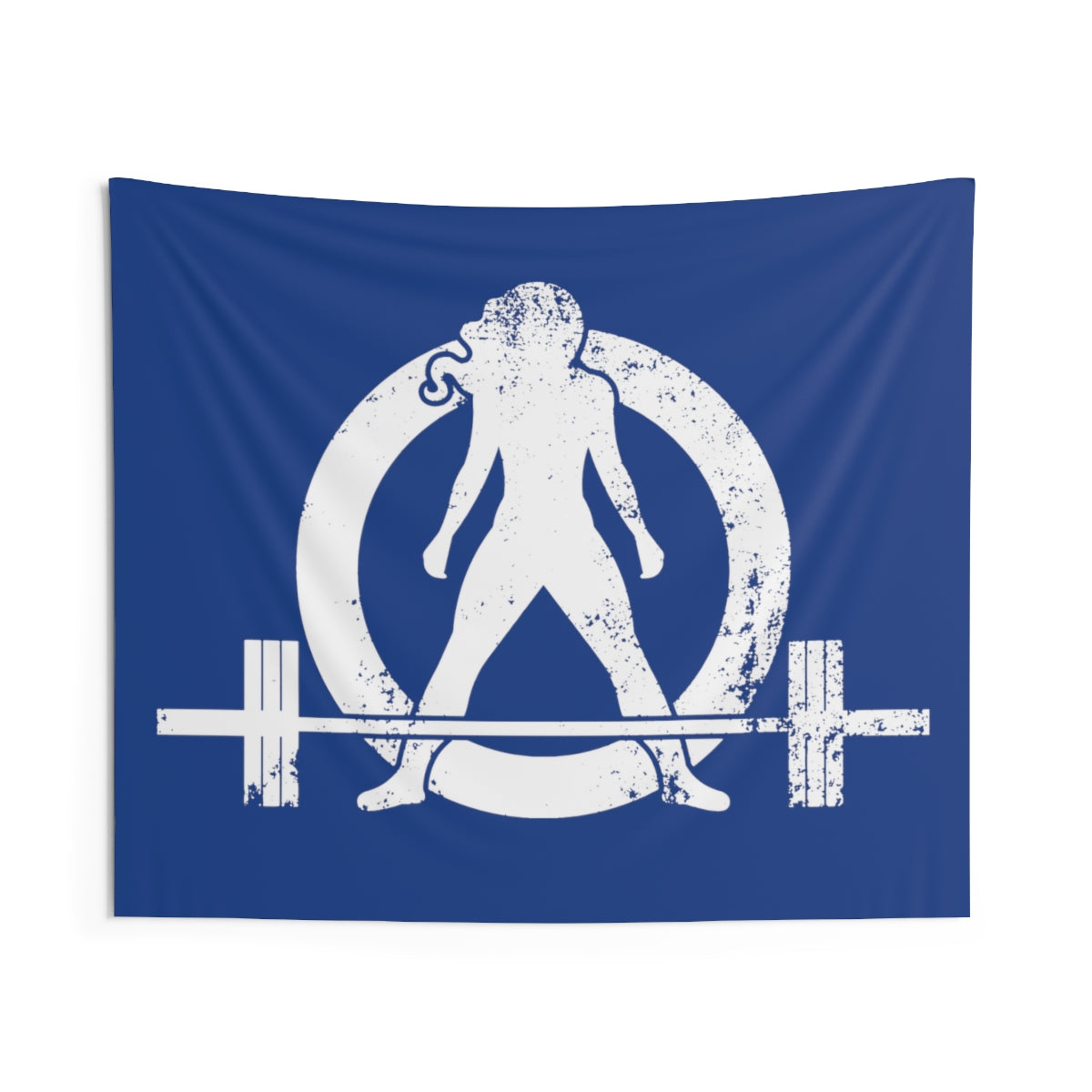 Indoor Wall Tapestries - Blue with White Distressed Logo
