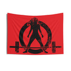 Indoor Wall Tapestries - Red with Black Distressed Logo